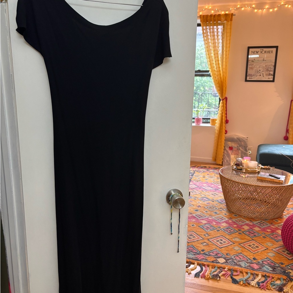 Theory Black Scoop-Neck Maxi Dress